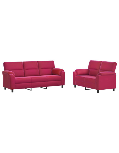 Set di divani 2 pcs Rosso Vino Velluto