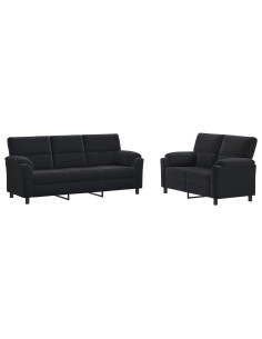 Set di divani 2 pcs Nero Velluto 2