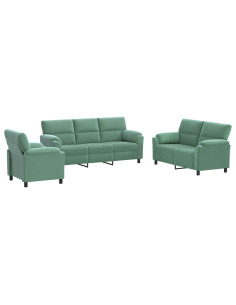 Set di divani 3 pcs Verde Mare Velluto 2