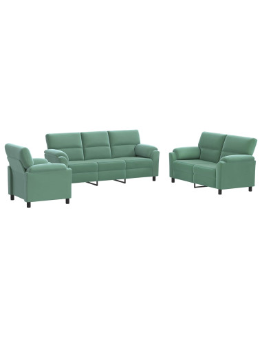 Set di divani 3 pcs Verde Mare Velluto