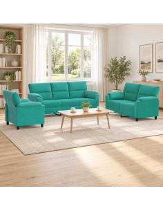 Set di divani 3 pcs Turchese Velluto