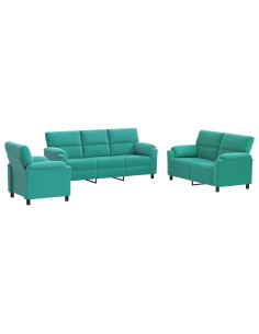 Set di divani 3 pcs Turchese Velluto 2
