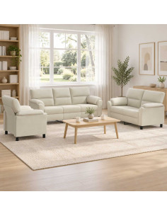 Set di divani 3 pcs Crema Velluto
