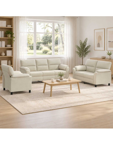 Set di divani 3 pcs Crema Velluto