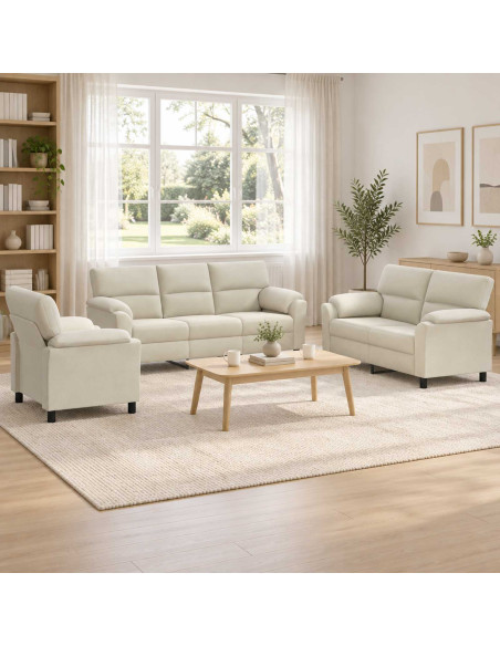 Set di divani 3 pcs Crema Velluto