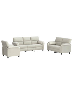 Set di divani 3 pcs Crema Velluto 2
