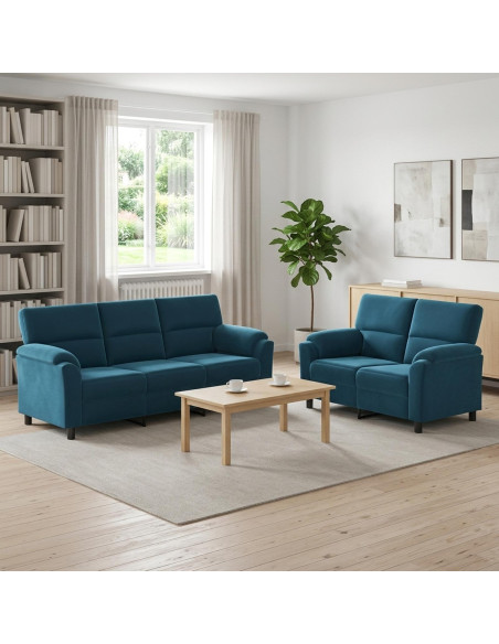 Set di divani 2 pcs Blu Velluto