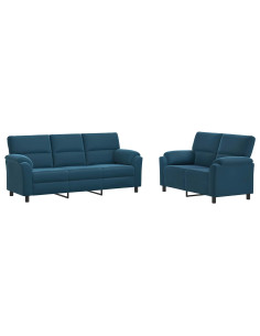 Set di divani 2 pcs Blu Velluto 2