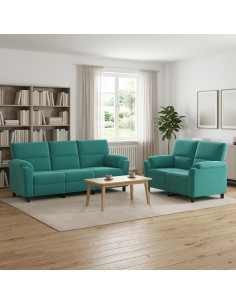Set di divani 2 pcs Turchese Velluto
