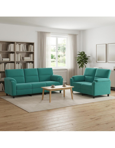 Set di divani 2 pcs Turchese Velluto
