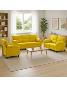 Set di divani 3 pcs Giallo Velluto