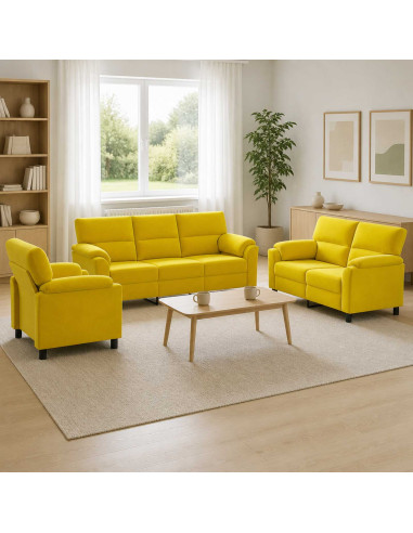 Set di divani 3 pcs Giallo Velluto