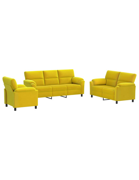 Set di divani 3 pcs Giallo Velluto
