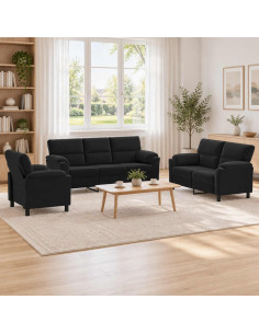 Set di divani 3 pcs Nero Velluto
