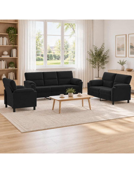 Set di divani 3 pcs Nero Velluto