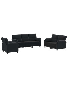 Set di divani 3 pcs Nero Velluto 2