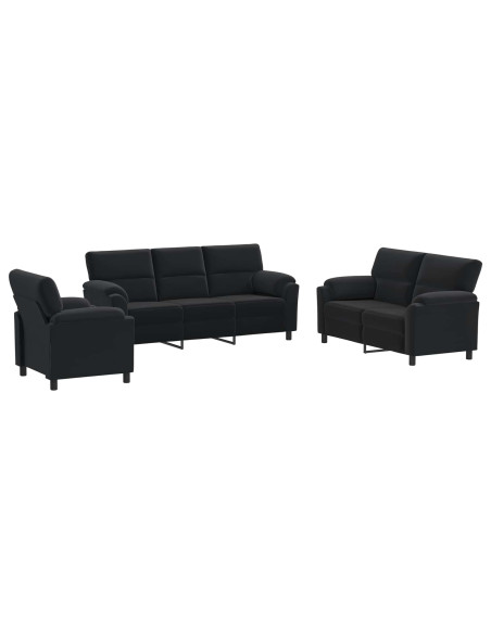 Set di divani 3 pcs Nero Velluto