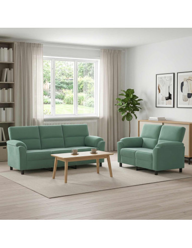 Set di divani 2 pcs Verde Mare Velluto