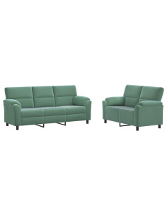 Set di divani 2 pcs Verde Mare Velluto 2