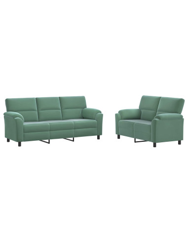 Set di divani 2 pcs Verde Mare Velluto