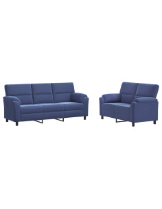 Set di divani 2 pcs Blu Polizia Velluto 2