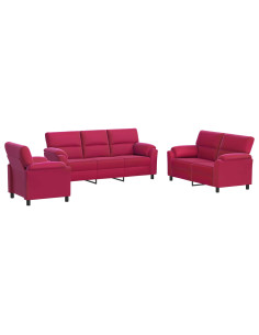 Set di divani 3 pcs Rosso Vino Velluto 2