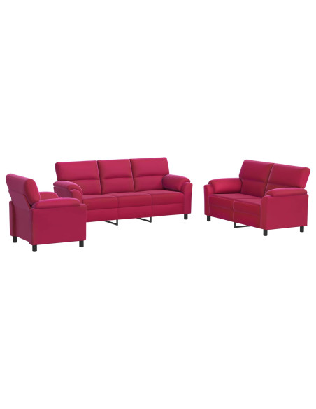 Set di divani 3 pcs Rosso Vino Velluto