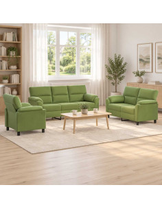 Set di divani 3 pcs Verde chiaro Velluto