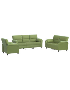 Set di divani 3 pcs Verde chiaro Velluto 2