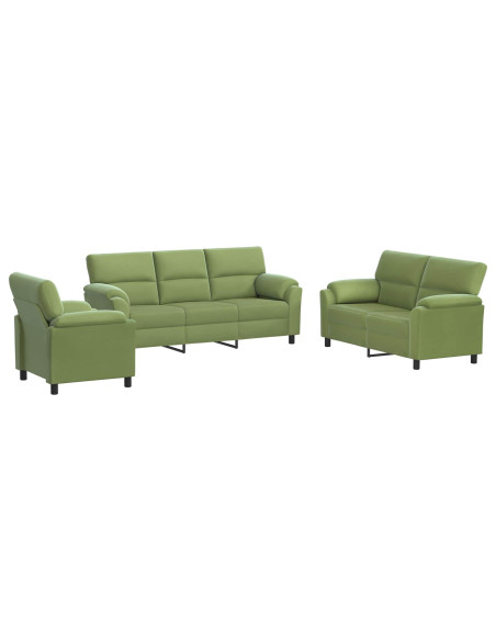 Set di divani 3 pcs Verde chiaro Velluto