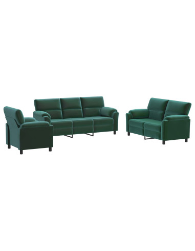 Set di divani 3 pcs Verde Scuro Velluto