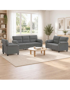 Set di divani 3 pcs Grigio Scuro Velluto
