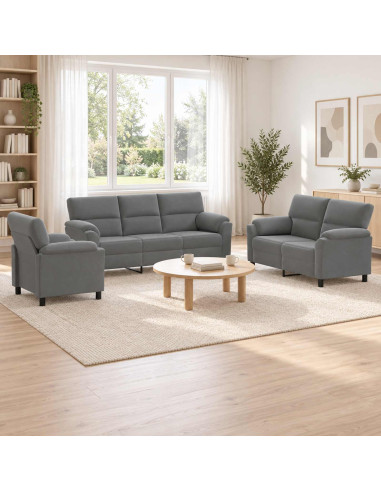 Set di divani 3 pcs Grigio Scuro Velluto