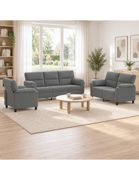 Set di divani 3 pcs Grigio Scuro Velluto