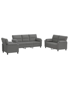 Set di divani 3 pcs Grigio Scuro Velluto 2