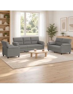 Set di divani 3 pcs Grigio Chiaro Velluto