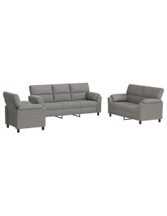 Set di divani 3 pcs Grigio Chiaro Velluto 2
