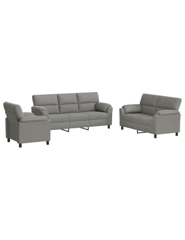 Set di divani 3 pcs Grigio Chiaro Velluto