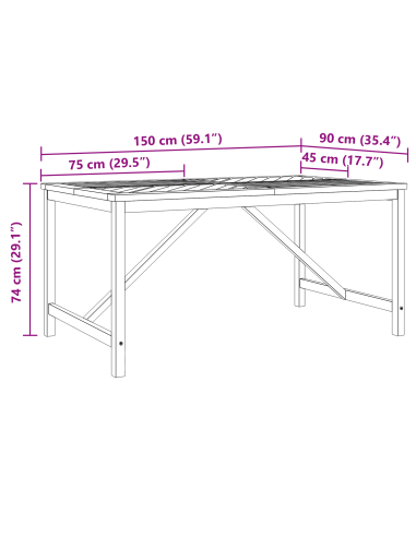 Set da Pranzo per Giardino 7 pz Marrone
