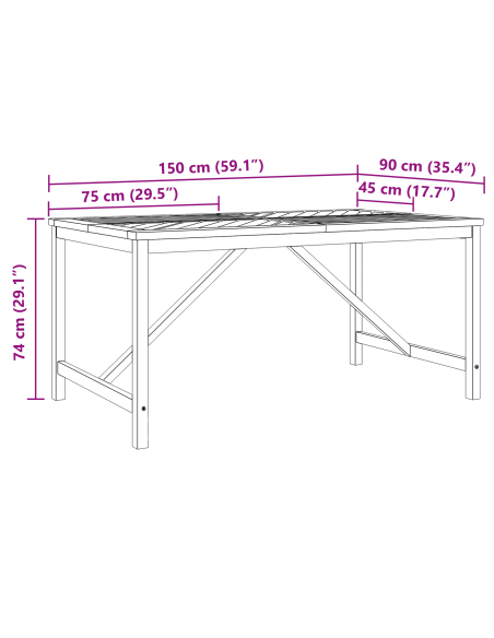 Set da Pranzo per Giardino 7 pz Marrone