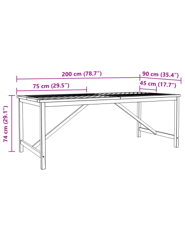 Set da Pranzo per Giardino 9 pz Marrone
