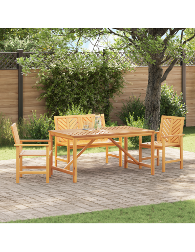 Set da Pranzo per Giardino 4 pz Marrone