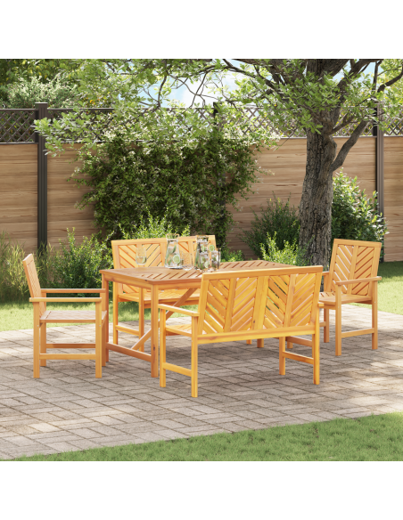 Set da Pranzo per Giardino 5 pz Marrone