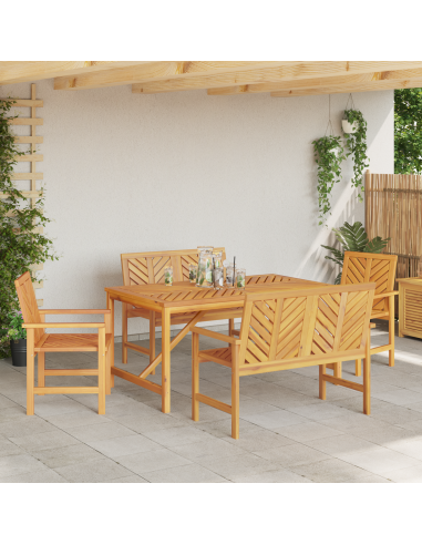 Set da Pranzo per Giardino 5 pz Marrone