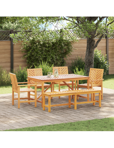 Set da Pranzo per Giardino 6 pz Marrone