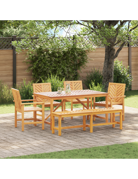 Set da Pranzo per Giardino 6 pz Marrone