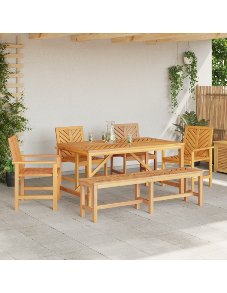 Set da Pranzo per Giardino 6 pz Marrone