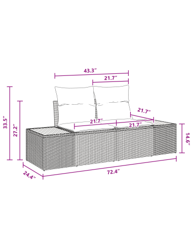 Set Divano da Giardino 5 pz Nero polyrattan