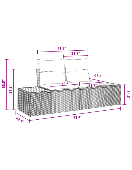 Set Divano da Giardino 5 pz Nero polyrattan