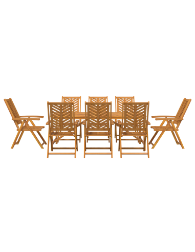 Set da Pranzo per Giardino 9 pz Marrone